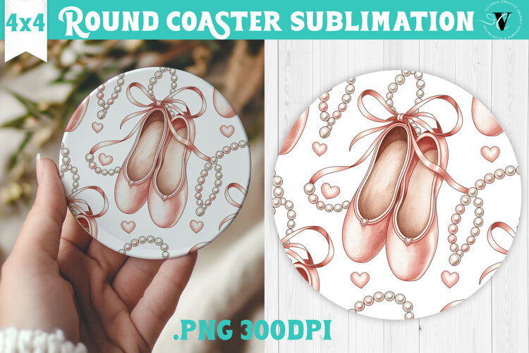 Round Coaster | Valentine pattern | Valentine's day example image 1