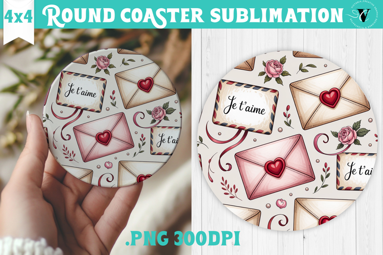 Round Coaster | Valentine pattern | Valentines day
