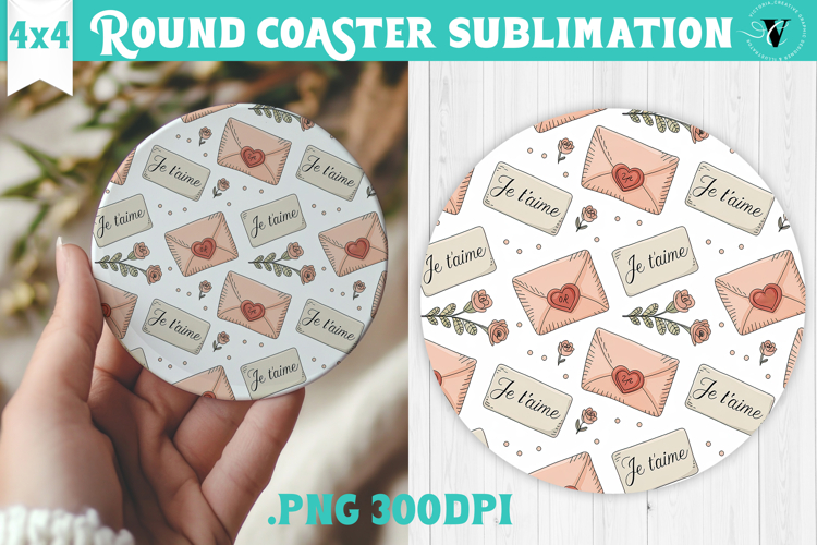 Round Coaster | Valentine pattern | Valentines day