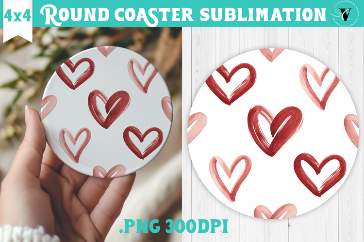 Round Coaster | Valentine pattern | Valentine's day