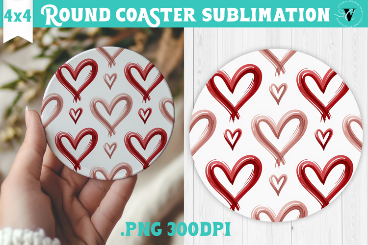 Round Coaster | Valentine pattern | Valentines day