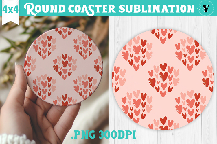 Round Coaster | Valentine pattern | Valentines day
