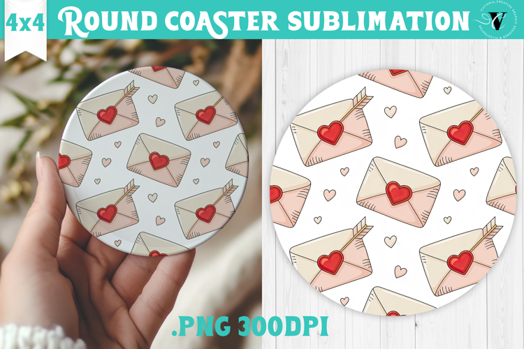 Round Coaster | Valentine pattern | Valentine's day
