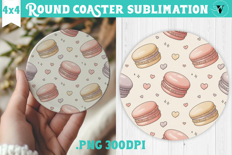 Round Coaster | Valentine pattern | Valentine's day example image 1
