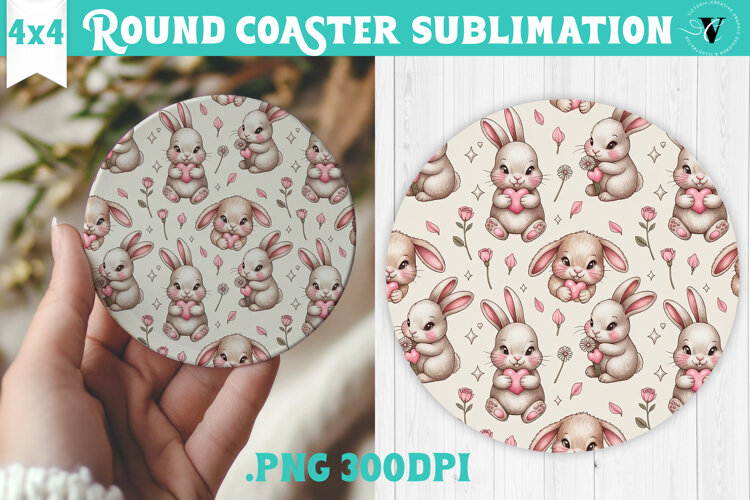 Round Coaster | Valentine pattern | Valentine's day example image 1