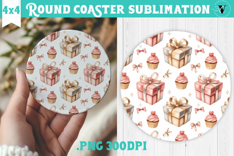 Round Coaster | Valentine pattern | Valentines day