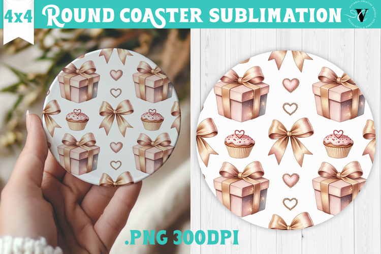 Round Coaster | Valentine pattern | Valentines day