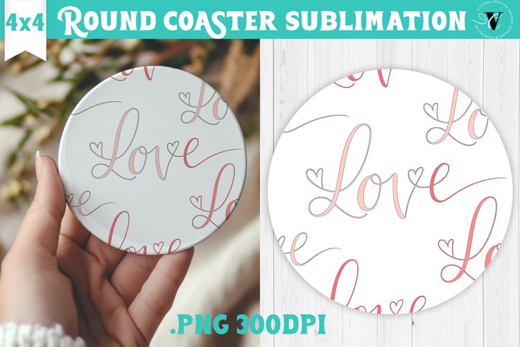 Round Coaster | Valentine pattern | Valentine's day