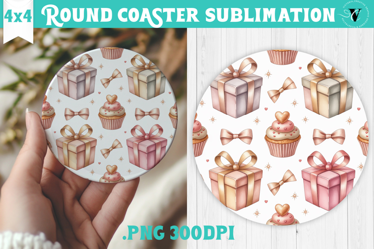 Round Coaster | Valentine pattern | Valentines day