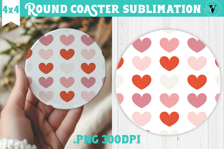 Round Coaster | Valentine pattern | Valentines day
