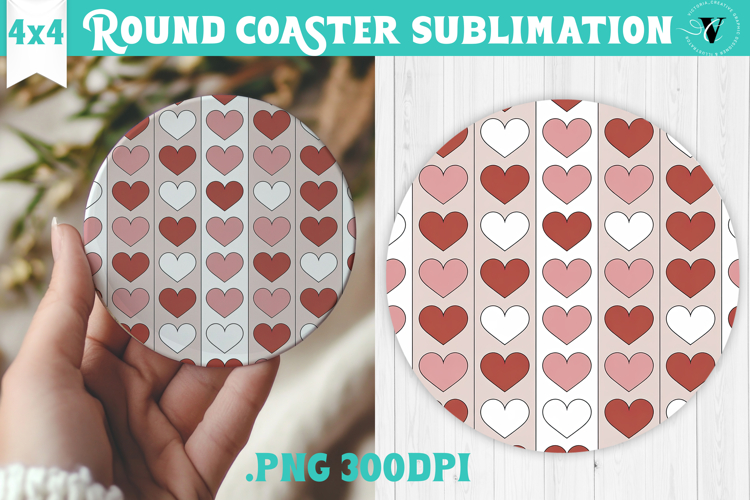 Round Coaster | Valentine pattern | Valentines day