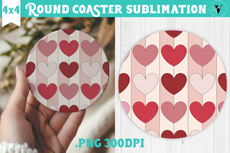 Round Coaster | Valentine pattern | Valentines day