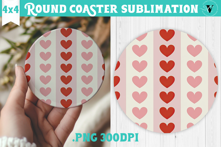 Round Coaster | Valentine pattern | Valentines day