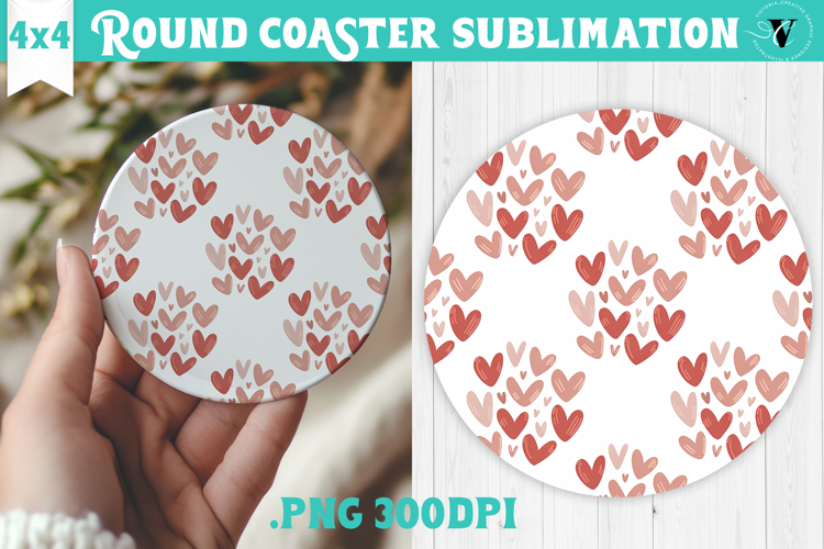 Round Coaster | Valentine pattern | Valentine's day