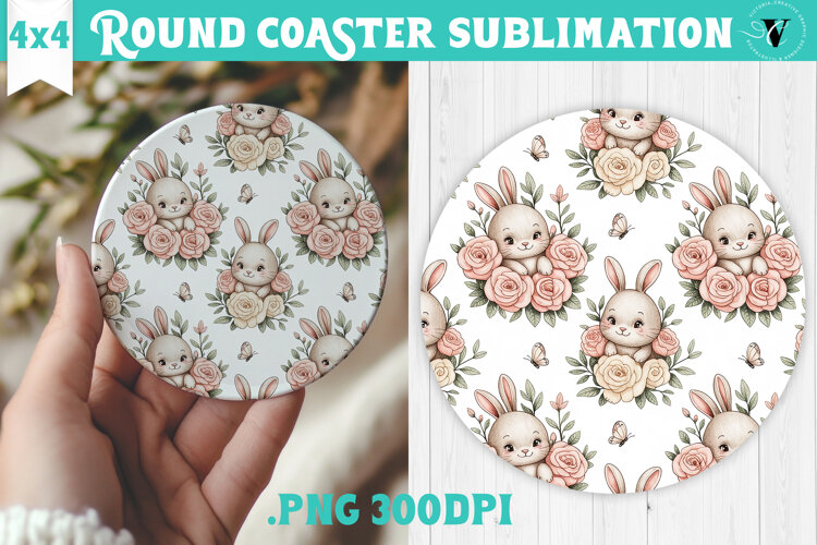 Round Coaster | Valentine pattern | Valentine's day example image 1