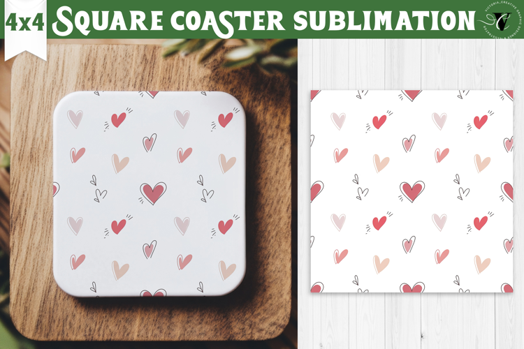 Square Coaster | Valentine pattern | Valentine's day