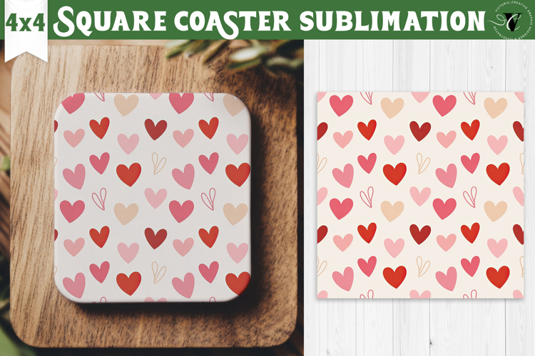 Square Coaster | Valentine pattern | Valentines day