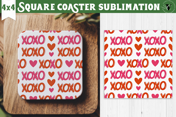 Square Coaster | Valentine pattern | Valentine's day