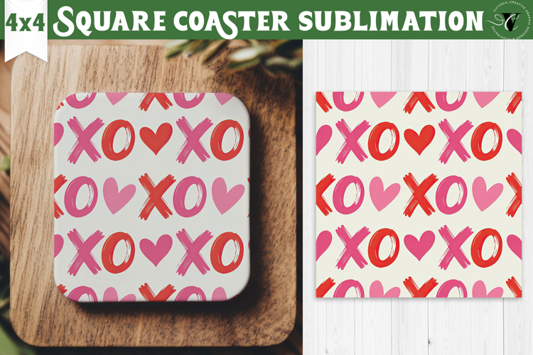 Square Coaster | Valentine pattern | Valentines day