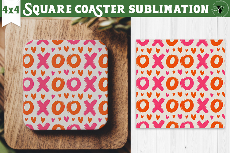 Square Coaster | Valentine pattern | Valentines day