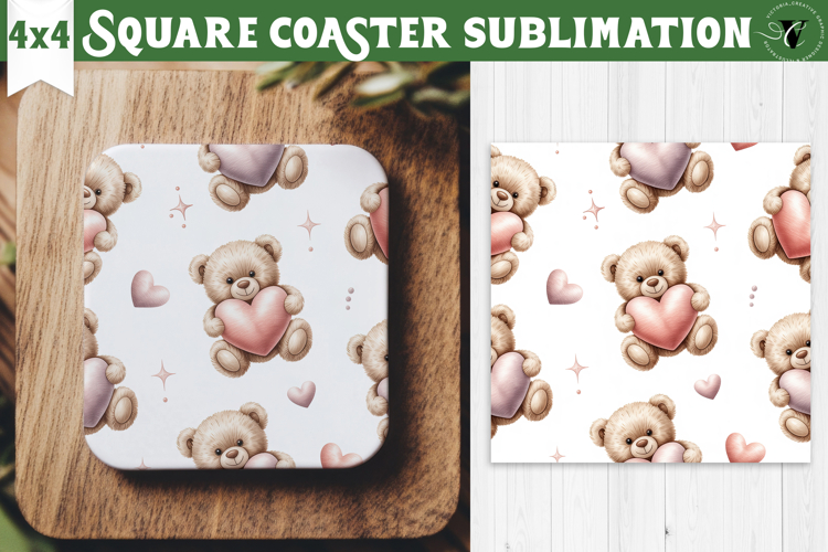Square Coaster | Valentine pattern | Valentines day