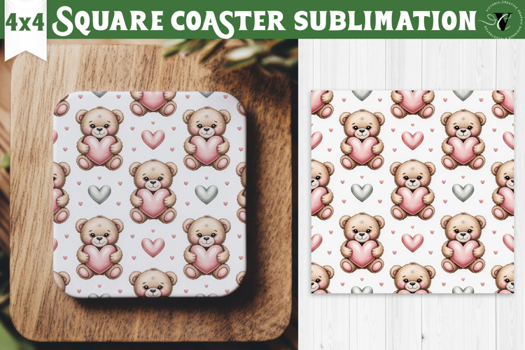 Square Coaster | Valentine pattern | Valentine's day