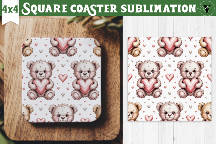 Square Coaster | Valentine pattern | Valentine's day