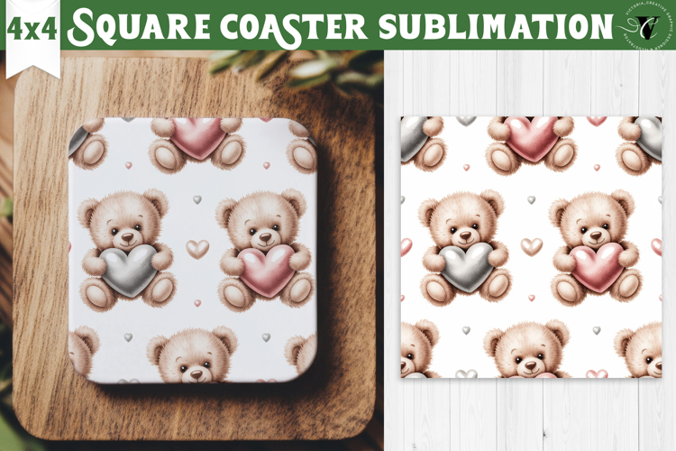 Square Coaster | Valentine pattern | Valentines day