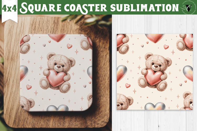 Square Coaster | Valentine pattern | Valentines day