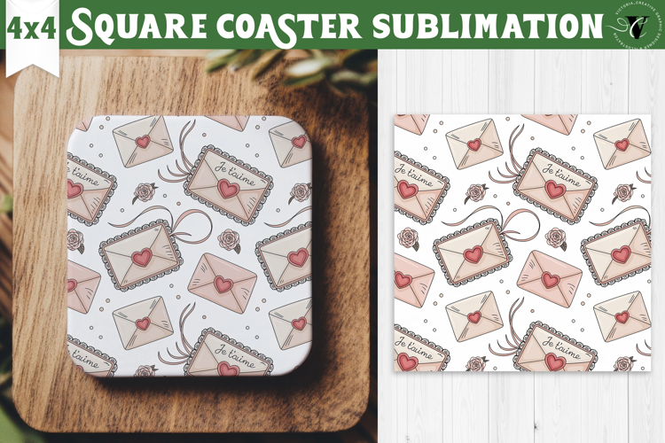 Square Coaster | Valentine pattern | Valentine's day