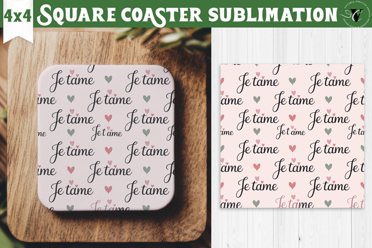Square Coaster | Valentine pattern | Valentines day
