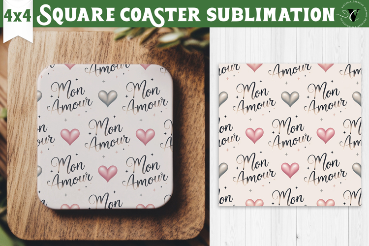 Square Coaster | Valentine pattern | Valentines day