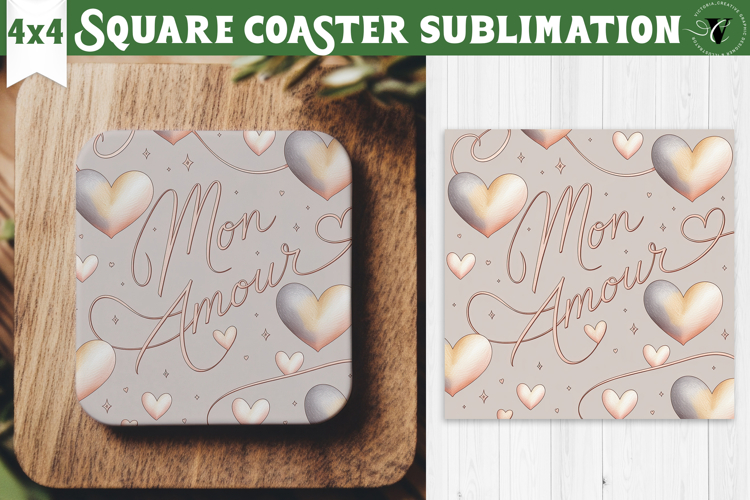 Square Coaster | Valentine pattern | Valentines day