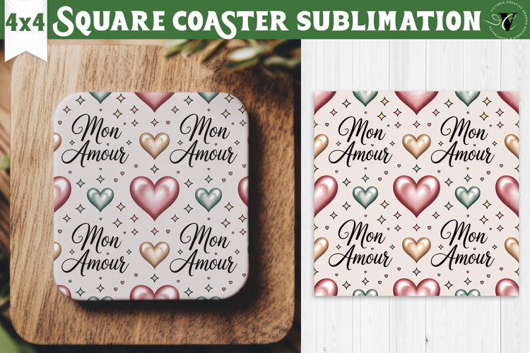 Square Coaster | Valentine pattern | Valentines day