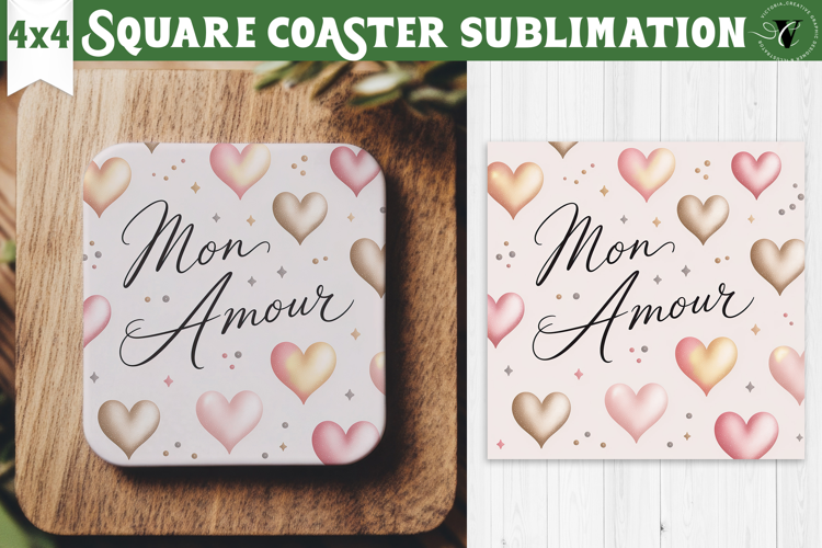 Square Coaster | Valentine pattern | Valentine's day