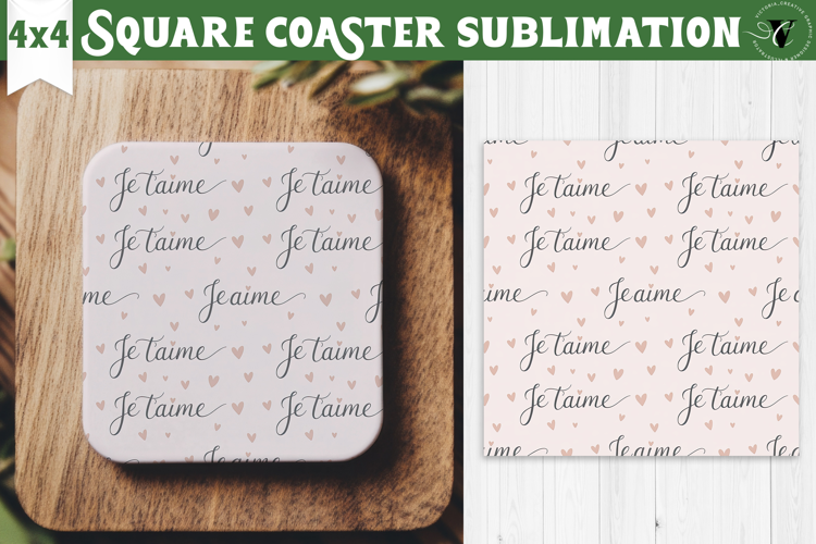 Square Coaster | Valentine pattern | Valentine's day