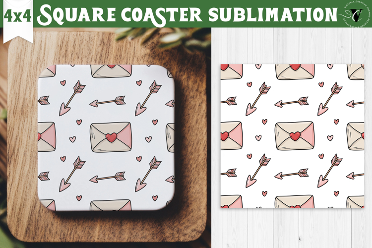 Square Coaster | Valentine pattern | Valentines day