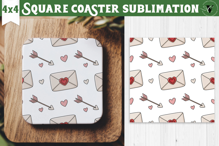 Square Coaster | Valentine pattern | Valentines day