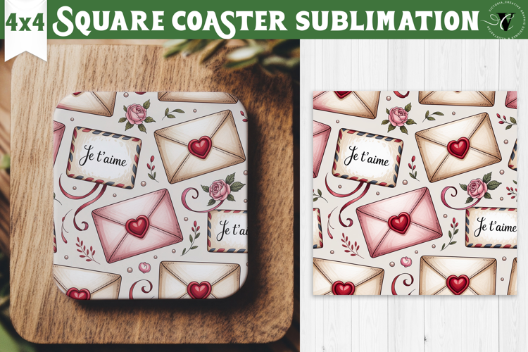 Square Coaster | Valentine pattern | Valentine's day