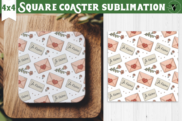 Square Coaster | Valentine pattern | Valentines day
