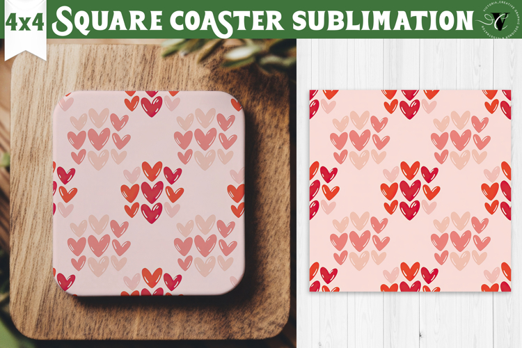 Square Coaster | Valentine pattern | Valentines day