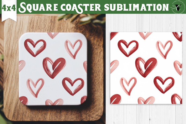 Square Coaster | Valentine pattern | Valentines day