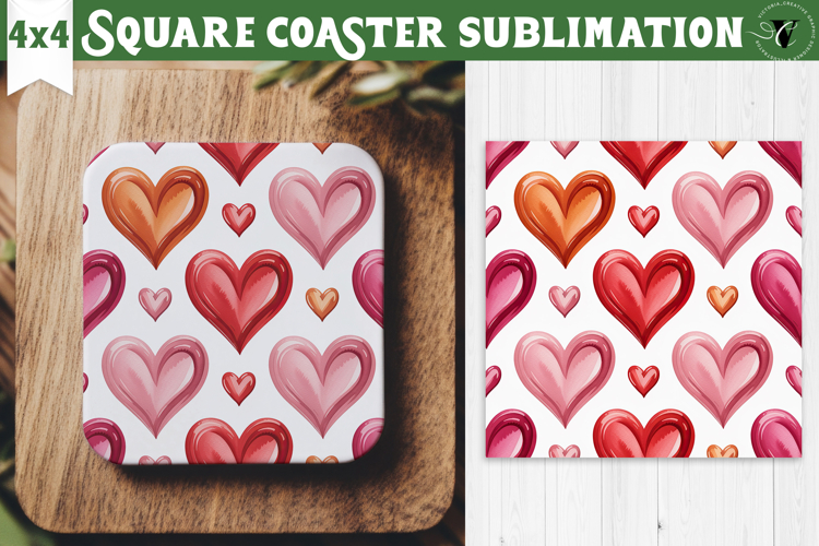 Square Coaster | Valentine pattern | Valentines day