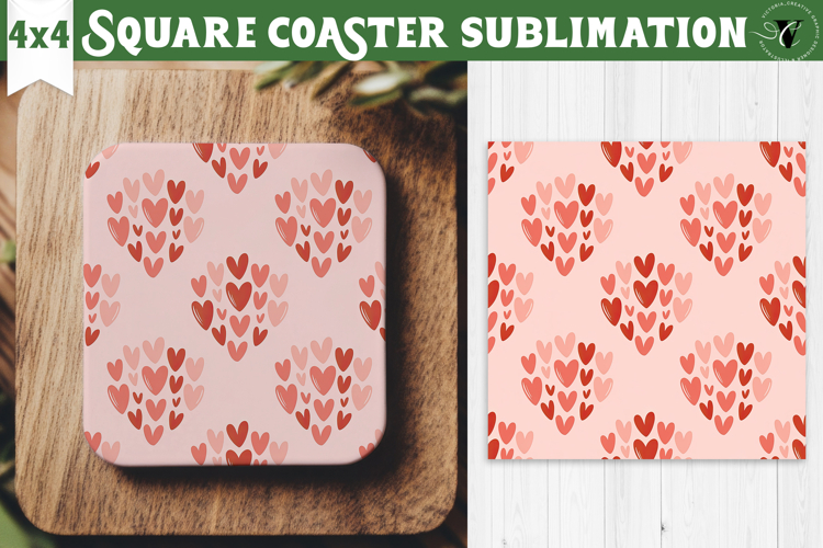 Square Coaster | Valentine pattern | Valentines day