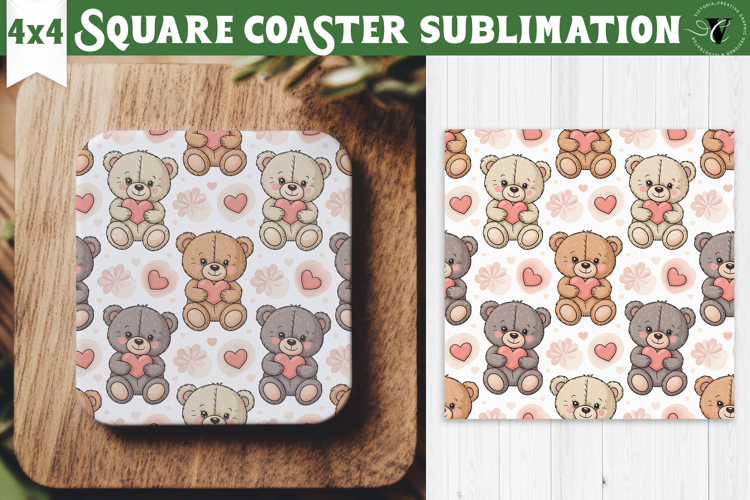 Square Coaster | Valentine pattern | Valentines day