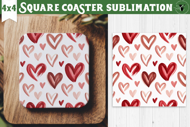 Square Coaster | Valentine pattern | Valentine's day example image 1