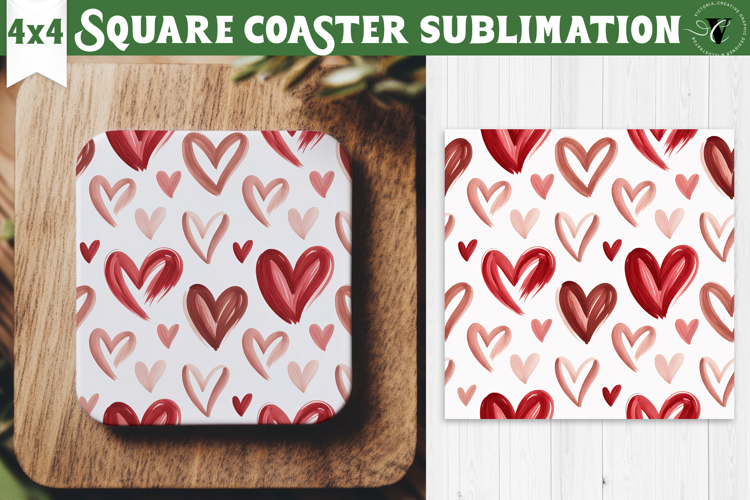 Square Coaster | Valentine pattern | Valentine's day