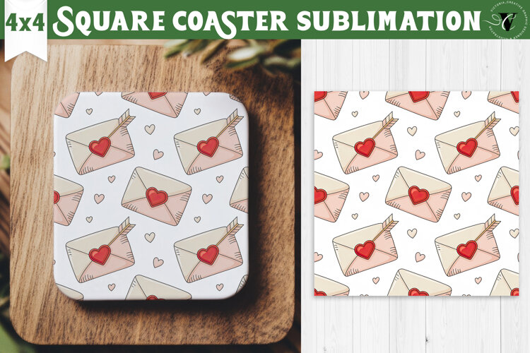 Square Coaster | Valentine pattern | Valentine's day example image 1