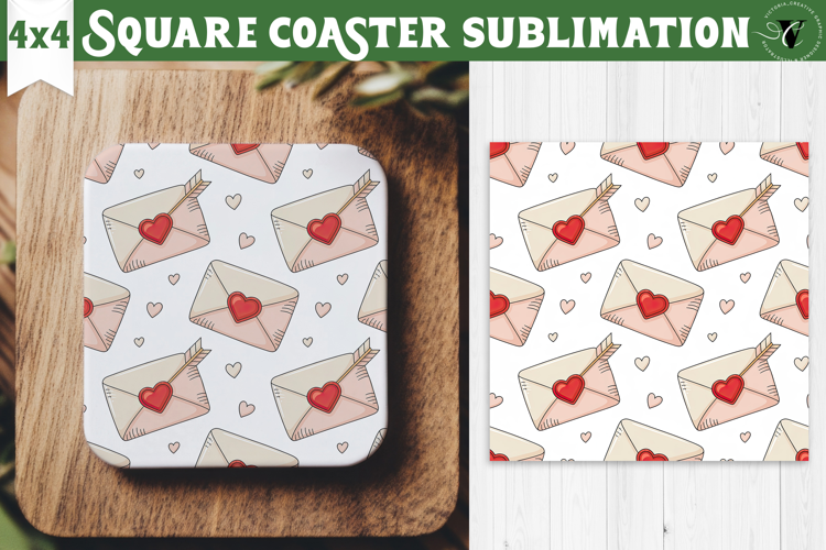 Square Coaster | Valentine pattern | Valentine's day