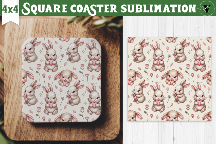 Square Coaster | Valentine pattern | Valentine's day